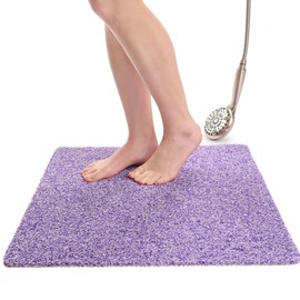 Enkosi Loofah Shower Mat Non-Slip - Anti-Slip Bath Mat for Inside Showers, Tub, Bathtub, Bathroom - Quick Dry PVC with Drain Holes - Cushioned Safety Grip - Secure for Kids and Elderly (Purple 24x24)