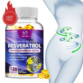 120 Resveratrol Capsules 1600mg - Quercetin - Anti-Aging Metabolic Support, 3 Count, 60 Tablets / 레스베라트롤 캡슐 120개 1600mg - 케르세틴 - 노화 방지 신진대사 지원, 3개, 60정