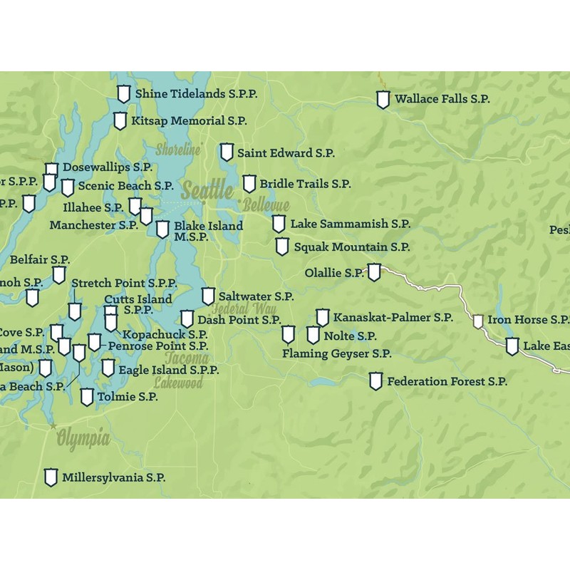Best Maps Ever Washington State Parks Checklist Map 18x24 Poster