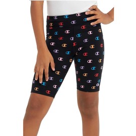 Champion Girls' Legacy American Classics All-Over Tight Biker Shorts, black