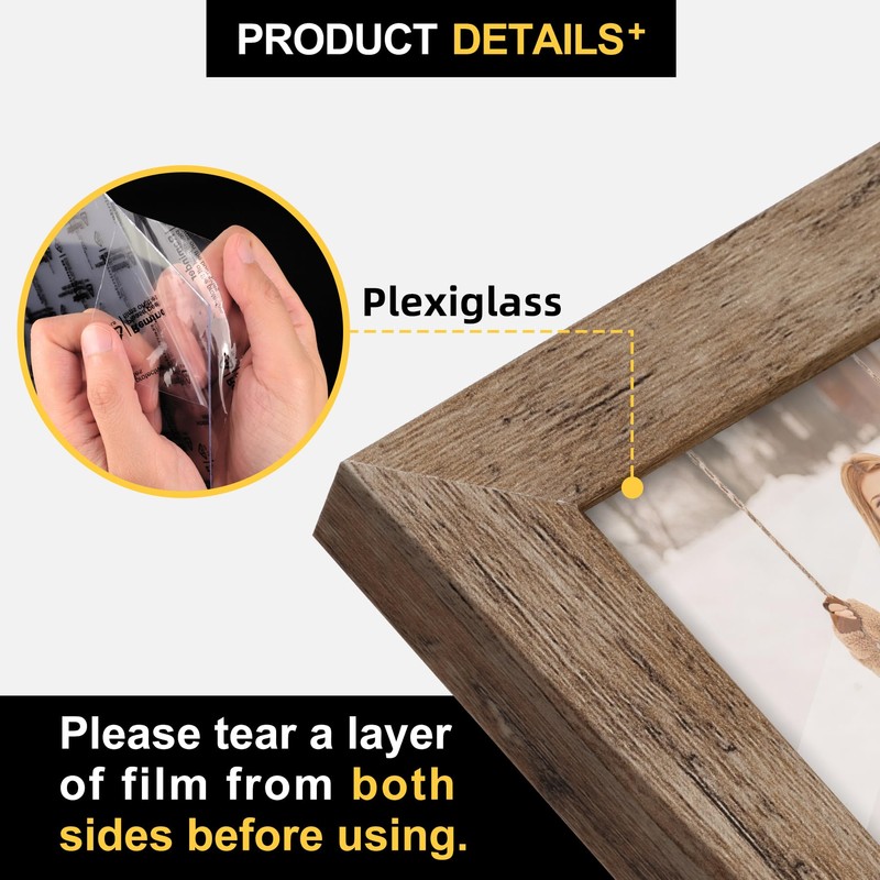 6x6 Picture Frames Set of 6 Rustic Wood Grain Photo