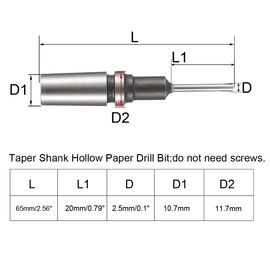 sourcing map 2.5mm Paper Punch Drill, Taper Shank Hollow Bit Tool, for Hole Puncher Punching Machine, 2pcs