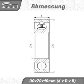 Parts and Parts Deep Groove Ball Bearing 6306 C3 30 x 72 x 19 mm