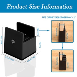 Thatyro 2 Inch Bed Risers with Adjustable Screw Clamp Heavy Duty Furniture Risers Set of 4 Furniture Leg Extenders for Bed Table Chair Sofa (50mm, Black)