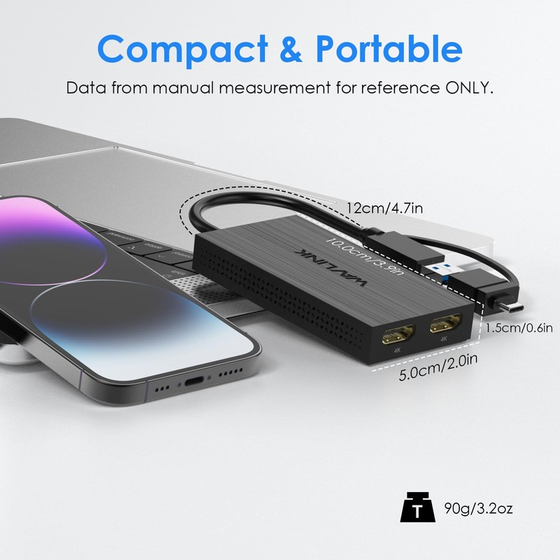 WAVLINK USB 3.0 or USB C to Dual HDMI Splitter