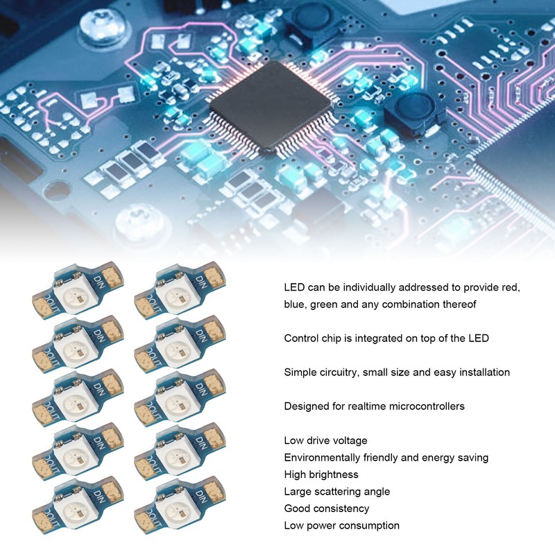10Pcs WS2812 RGB LED Module High Brightness Energy Saving Lightweight