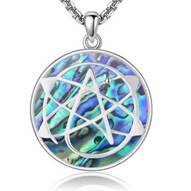 HUKKUN Atheist Necklace Sterling Silver Abalone Shell Science Jewelry Atheist Gift for Men