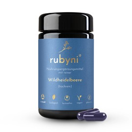 rubyni® Wildheidelbeere (90 Kapseln) • Reines Bio Wildheidelbeerenextrakt mit Anthocyanen • Sekundäre Pflanzenstoffe • Natürliches Nahrungsergänzungsmittel • 100% Bio & Vegan