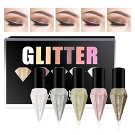 Erinde Glitter Liquid Eyeliner & Diamond Eyeshadow, Liquid Eye Shadow Long Lasting Pigmented, Colourful Eye Liners for Wedding Party Cosplay Eye Makeup Eye Liner