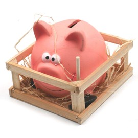Piggy with Hammer Wheelbarrow 14 x 12 cm Multi-Coloured