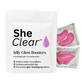 SheClear™ Jelly Glow Boosters - Under Eye Patches + Lip Masks, Soothing Dark Circle & Fine Line Treatment, Hydrating Lip Treatment, 4 Masks