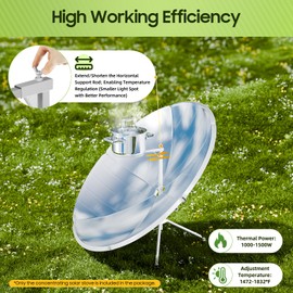 1500W Concentrating Solar Cookers Outdoor Sun Ovens with 3 Wheels Portable Parabolic Solar Cooker Stove Kits Adjustment Temperature 1472-1832°F Outdoor Solar Cooker for BBQ Picnic