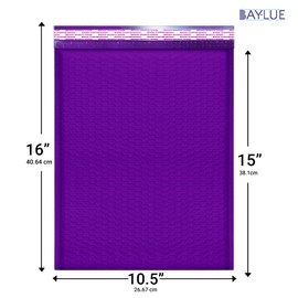 Purple 10.5x16 Inch Poly Bubble Mailers #5 | Self Seal Large Padded Envelopes | Air Cushioned Bubble Mailer | Usable Size 10.5x15 Inch | Waterproof Lightweight Mailing Shipping Bags | 100 Pack Bulk