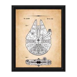 Vintage Star Vehicle Millennium Falcon Wall Art, Framed Patent Millennium Falcon Print, Add to Your Vintage Star Vehicle Vintage Collection, Unique Gift, Man Cave Decor, 2155B