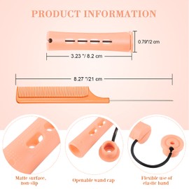 36 Pieces Cold Wave Rod Hair Perm Rods Hair Rollers Perming Rods Curlers with Steel Rat Tail Comb for Hairdressing Styling (Light Yellow, 0.79 Inch)