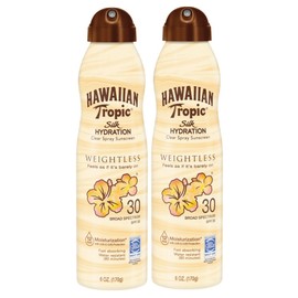 Hawaiian Tropic Sunscreen Silk Hydration Weightless Broad Spectrum Sunscreen Spray, SPF 30, 6 Ounce - Twin Pack