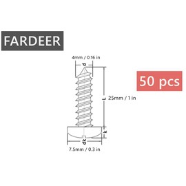 FarDeer Stainless Steel Button Head screws M4/M5/M6 security Sheet Metal Screws Torx Sheet Metal Screws Security Silver Screws Anti-Theft Tamper Proof. (M4*25mm * 50pcs)