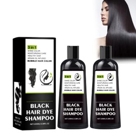 Natural Hair Dye Shampoo Hair Dye Shampoo Semi-Permanent Colour Hair Dye Shampoo Botanical Bubble Hair Dye Shampoo, Easy to Use, Natural Ingredients (Black, 2 Pieces)