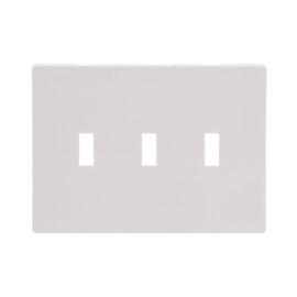 EATON PJS3W Arrow Hart Pjs3 Mid Size Screw Less Wall Plate, 3 Gang, 4-7/8 in L X 6.37 in W X 0.08 in T, White