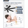 62 Inch Ceiling Fan No Light with Remote Control, Black