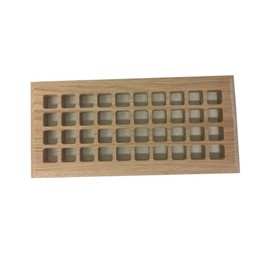4 Inch x 10 Inch White Oak Hardwood Vent Floor Register Surface Mount, Eggcrate Style, Unfinished