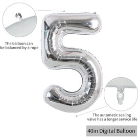 TONIFUL 40 Inch Silver Large Numbers Balloons Number 50 Digital 50 Helium Foil Mylar Big Number Balloons for 2026 Graduation New Year Eve Birthday Party Anniversary Supplies Decorations