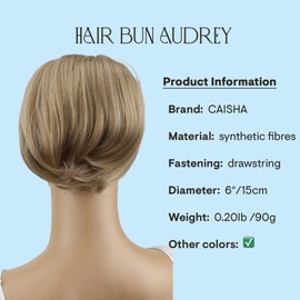 Hepburn-Style Open Hair Piece Bun / Tress with Hair Tie in Selection of Colours