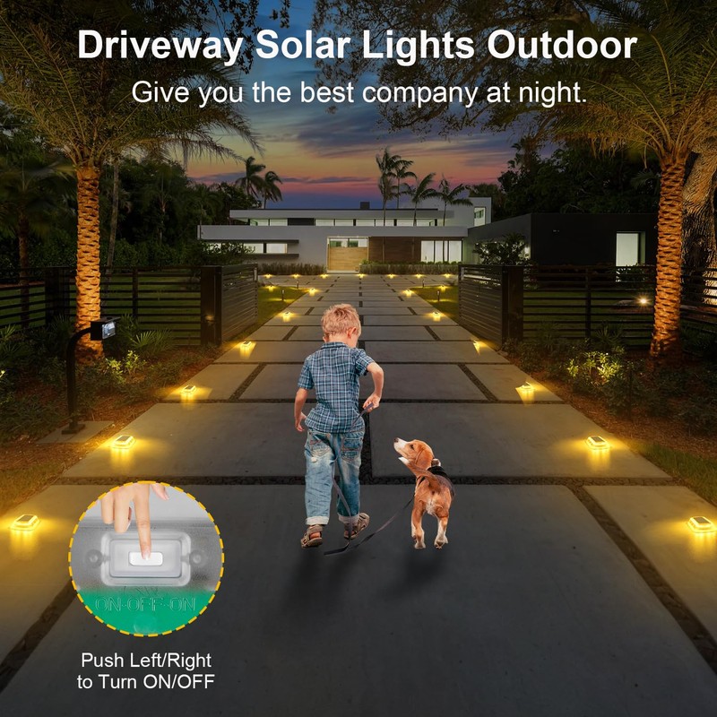 T-SUN Solar Deck Lights Outdoor Waterproof, Deck Lights Solar Powered,
