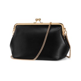 CATSEA Women's Kiss Lock Crossbody Bag PU Medium Handbags Kiss Clasp Crossbody Shoulder Bags Tote Purse Messenger Handbag