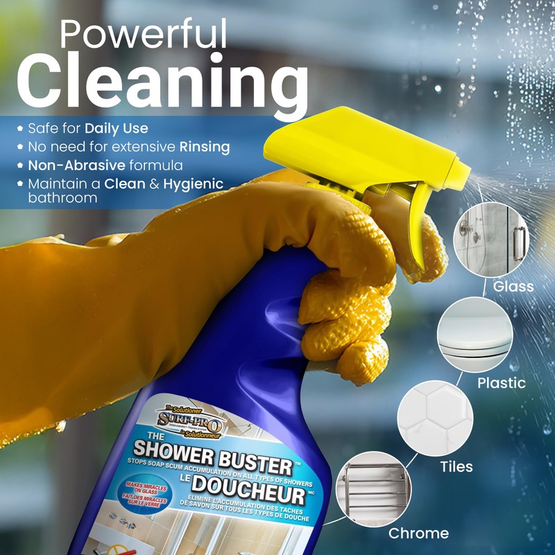 Shower Glass Door Cleaner – Shower Buster Spray for Soap