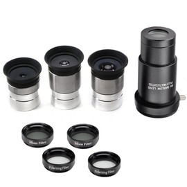 Starboosa Complete Telescope Eyepiece Set - Multi-Coated Optics - 1.25 inch Eyepiece Set with 4mm, 10mm, 20mm Lenses, 5X Barlow Lens, 2 Moon Filters, 2 Polarizing Filters