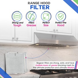 Bagean Stove Hood Vent Filter 11.60” x 11.22” BPQTAF S99010316 Compatible with Broan Range Hood Filter Replacement - Aluminum Mesh Kitchen Overhead Fan Screen - Blocks Grease & Filters Oven Air (2-Pk)