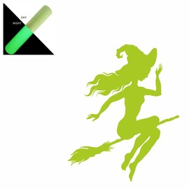 AMA SHOP PVC Sticker Prespaced Witch Yellow Neon Glow in the Dark | for Laptop Wall Decal | Sticker for Helmet, Motorcycle, Boat, Camper, Car, PC