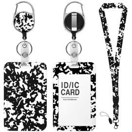 Axzeo Lanyards for Id Badges,Retractable Id Badge Holders,Funny Badge Reel Heavy Duty with Carabiner Clip,Teacher Women Nurse Student Gifts (Splash Ink)