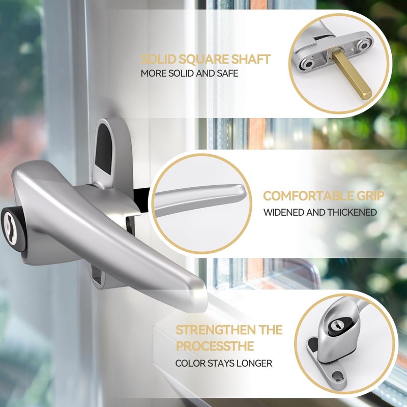 Bwintech 4 Pcs Offset Satin Chrome UPVC Zinc Alloy Window