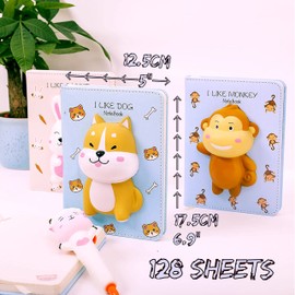 Cian Notebook with Squishy Foam Cute Cartoon Animal and Stress Relief Pen, 128 Pages Kawaii Stationery Journal Squishy Fidget 3D Diary Notebook for Kids Boys and Girls (Dragon)