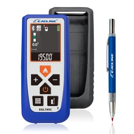 EAGLINE EGL195C Medida de distancia láser de 195 pies con Bluetooth, herramienta de medición láser Idea para área, volumen, medidas de altura, nivel digital con bonificación: cubierta protectora y