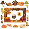 21 Pcs Happy Thanksgiving Photo Booth Props with Selfie Frame,