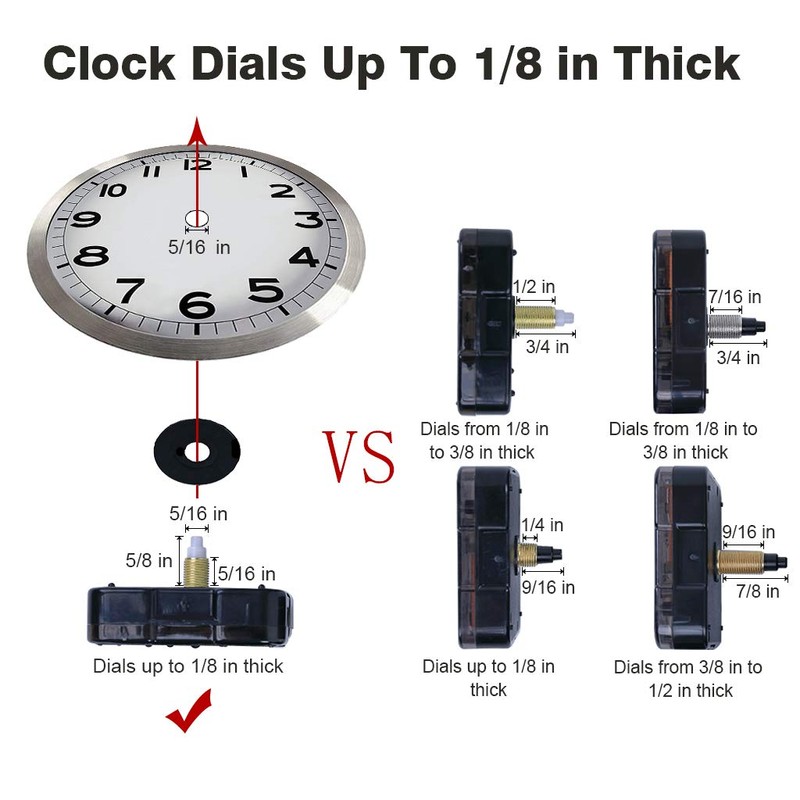 EMOON High Torque Clock Movement Mechanism with 3 Pairs of
