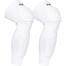 TUOYR Knee Pad Protective Calf Shin Guards For Adult Youth Leg Compression Sleeve Pad For Football Basketball Volleyball Soccer Protective Gear Calf Support Cuff With Anti-Slip Strip ((White 1 Pair))