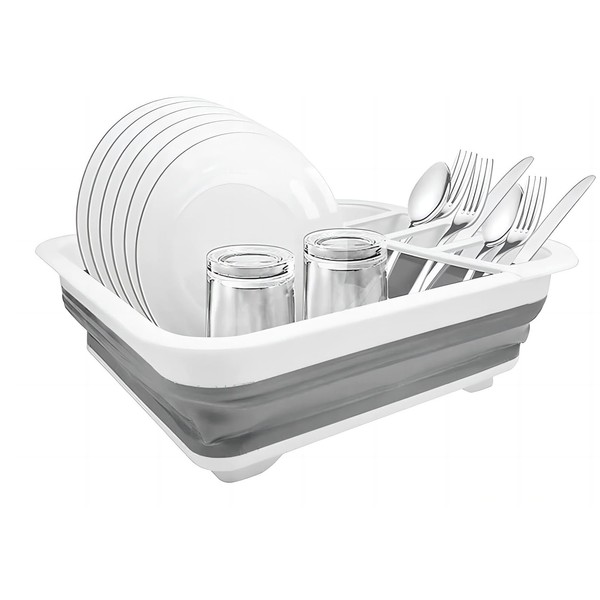 QISHENG Collapsible Dish Drainer Dish Rack Basket Dish Rack Kitchen Storage Cleaning Household Commercial Use PP+TPR