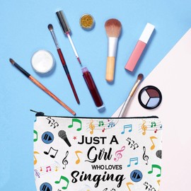 Gzrlyf Singing Makeup Bag Just Girl Loves Singing Singer Gift Karaoke Singing Lover Music Lover Cosmetic Bag (Just singsingMB)