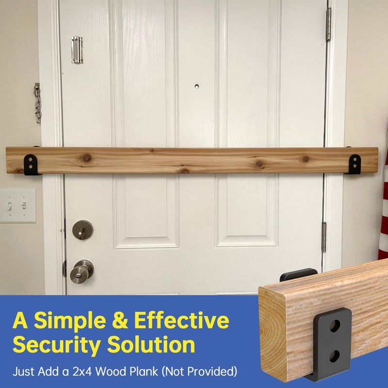 KOMOHOM 2x4 Door Barricade Brackets for Wood, U-Shaped Security Brackets