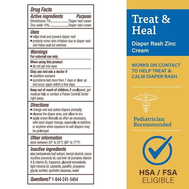 A+D Treat & Heal Diaper Rash Ointment, 4 Ounce Zinc