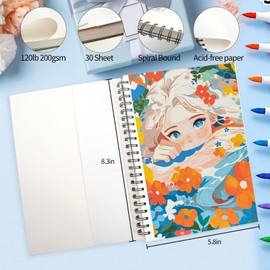 Sketchbook A5, Alcohol Marker Paper Pad Double Sided Bleedproof Sketch Pad 200GSM Smooth Drawing Paper Art Book, 30 Sheets/60 Pages Art Paper Spiral Sketchbook for DIY Drawing (A5)