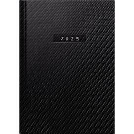 rido/idé Futura 2 (2025) "Carbon" Book Calendar, 2 Pages = 1 Week, A5, 176 Pages, Faux Leather Cover, Flexible, Black