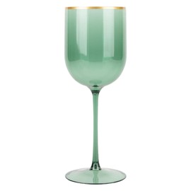 EcoQuality Translucent Plastic Green Wine Glasses with Gold Rim - 12 oz Wine Glass with Stem, Disposable Shatterproof Wine Goblets, Reusable, Elegant Drink Cup Tumblers Weddings, Party (30 PACK)