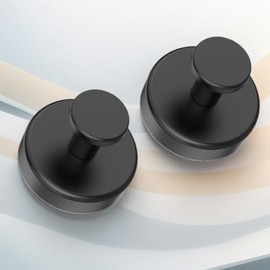 nabobt 2 Pack Suction Cup Hooks for Shower, Exquisite Metal Shell & No Drill Towel Hooks for Bathroom Wall, Kitchen, Glass, Mirror, Tile to Hang Towels, Robes, Loofah - Matte Black