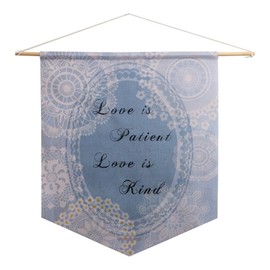 Love Is Patient Wall Pennant, Religious Toile Design, Decorative Hanging Banner