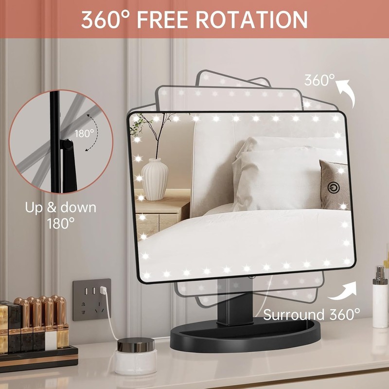 FUNTOUCH Large Lighted Makeup Mirror with Lights, Light Up Mirror